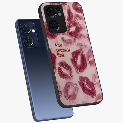 Crimson Kiss Love Glass Case displayed in angled mockup highlighting bold love inspired design with modern aesthetic style.