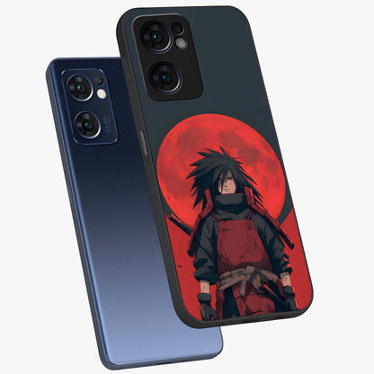 Crimson Moon Warlord Glass Case displayed in angled mockup highlighting dramatic crimson moon design with fantasy aesthetic.