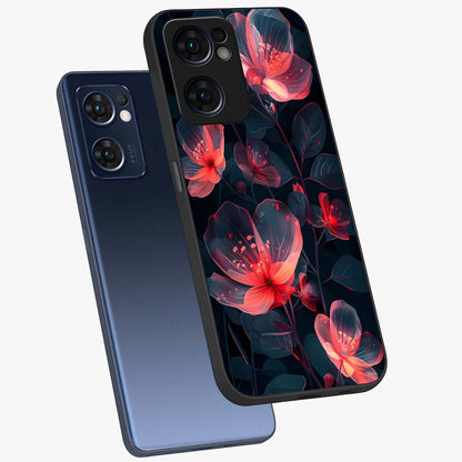 Dark Shade of Flower Glass Case displayed in angled mockup highlighting moody floral illustration with aesthetic dark tones.