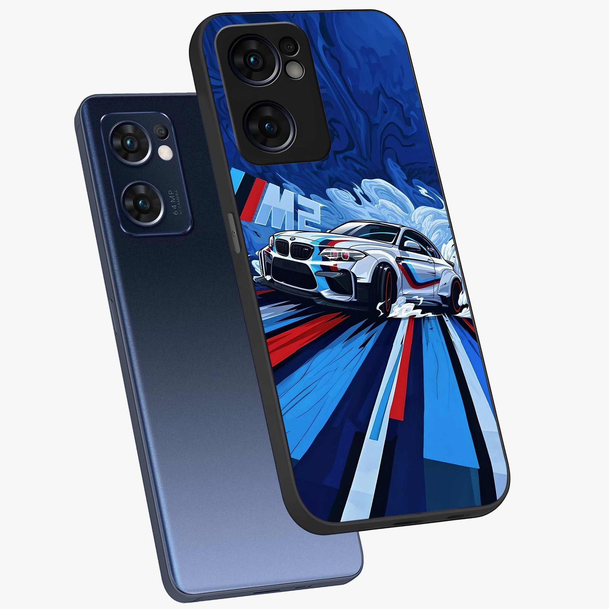 Drift Power Rush Glass Case displayed in angled mockup highlighting powerful drift car design with sporty aesthetic style.