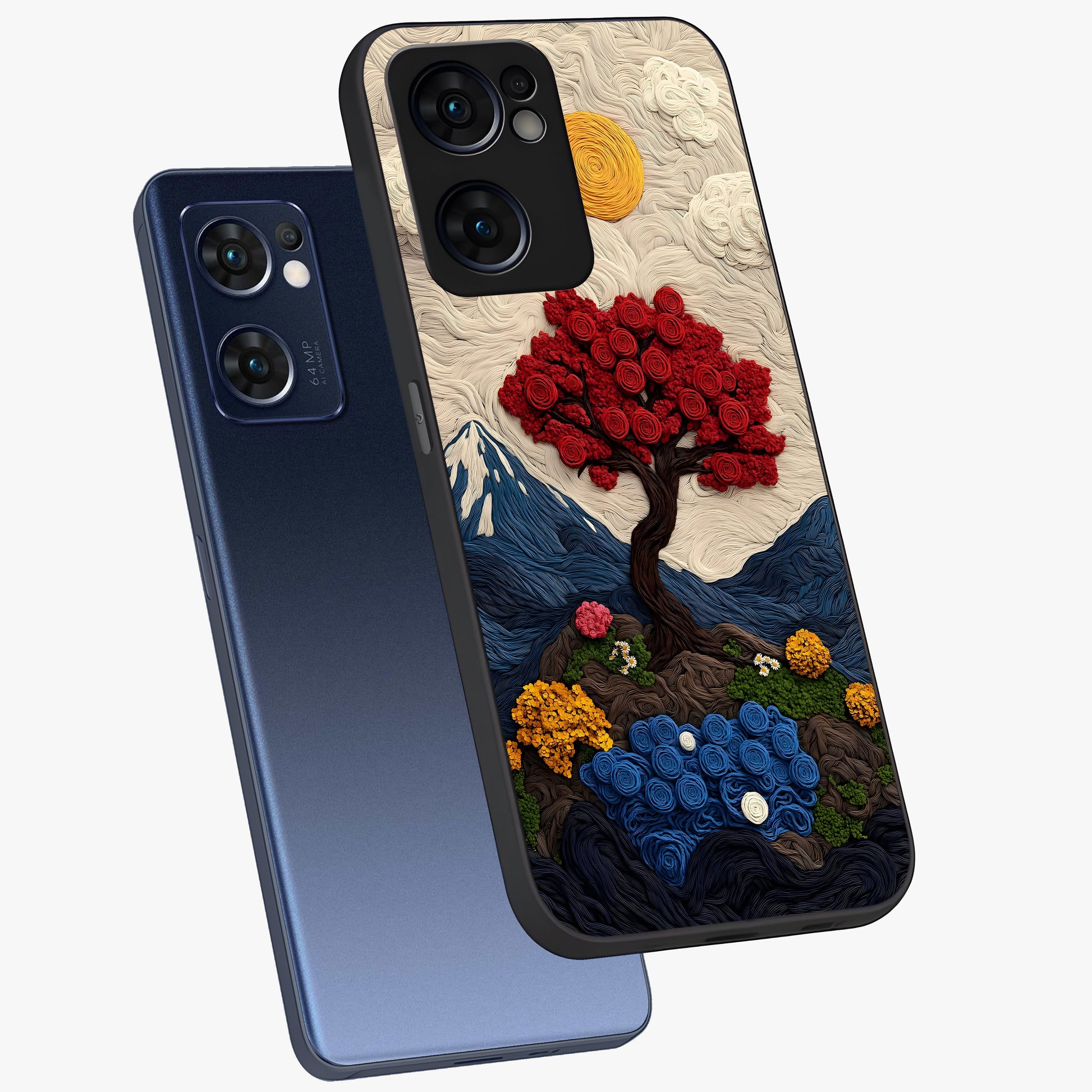 Eternal Nature Tapestry Glass Case displayed in angled mockup highlighting detailed botanical pattern with artistic aesthetic.