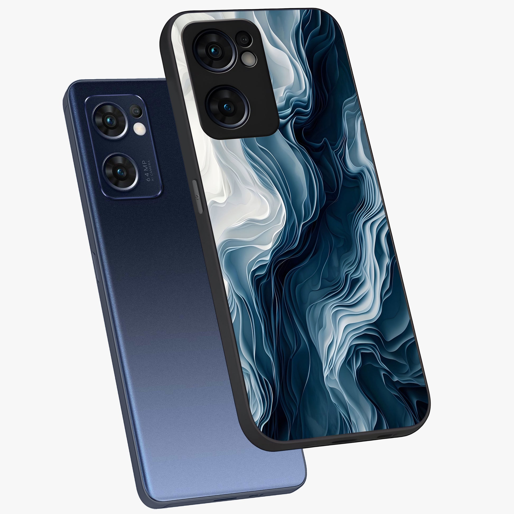Ethereal Paper Marble Glass Case displayed in angled mockup highlighting elegant marble pattern with modern aesthetic style.