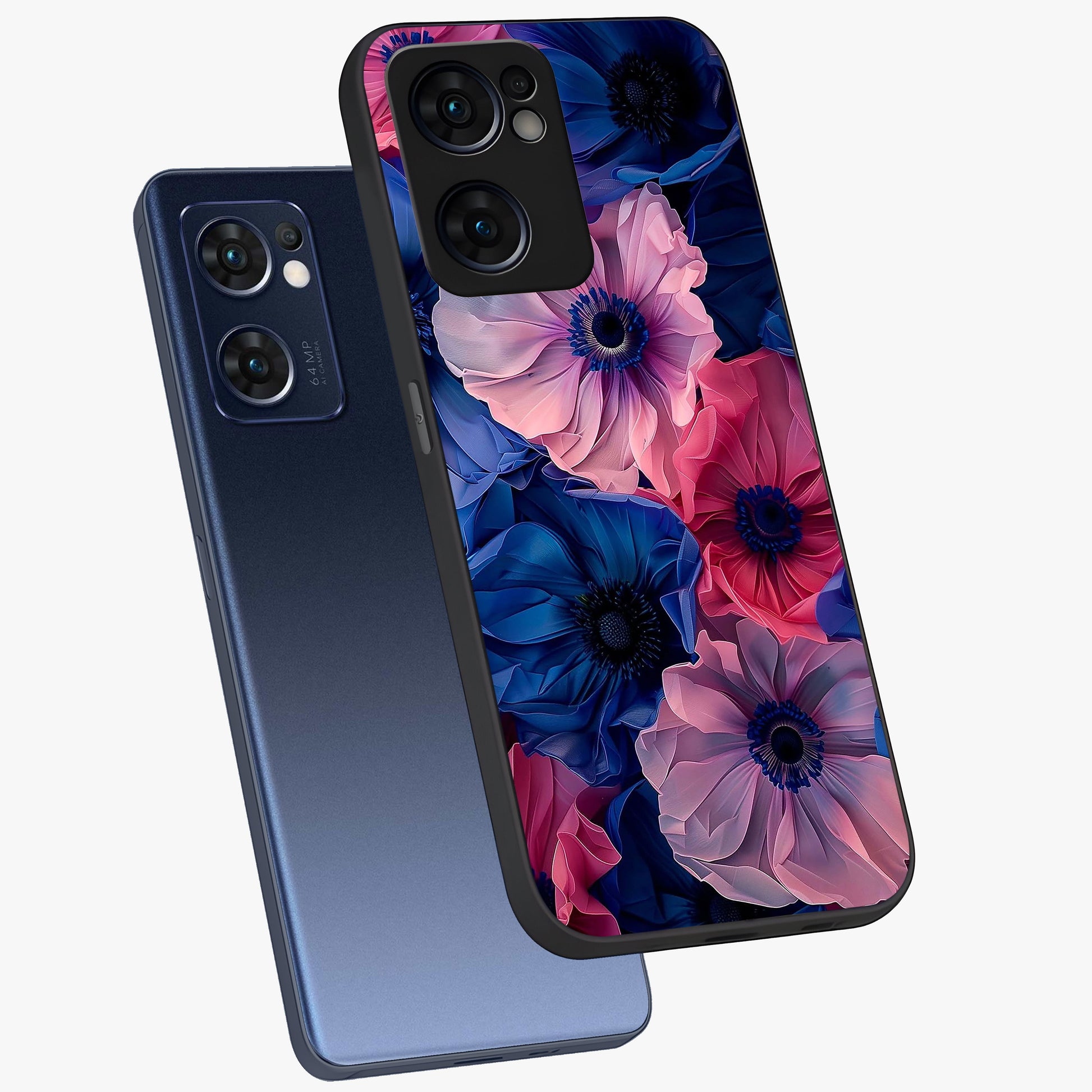 Flower Paper Art Pattern Glass Case displayed in angled mockup highlighting layered paper flower design with artistic aesthetic.