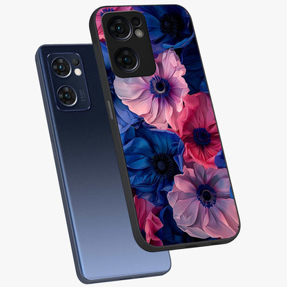 Flower Paper Art Pattern Glass Case displayed in angled mockup highlighting layered paper flower design with artistic aesthetic.
