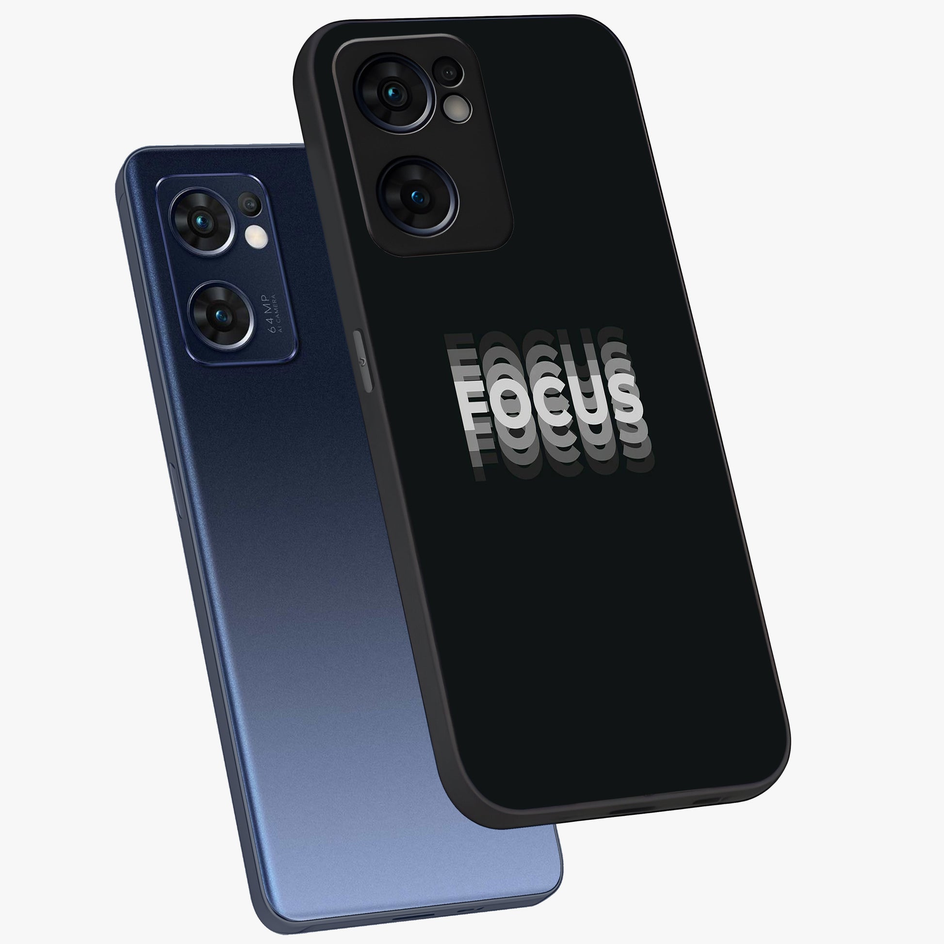 Focus Mode On Glass Case displayed in angled mockup highlighting clean minimal text artwork with modern aesthetic style.