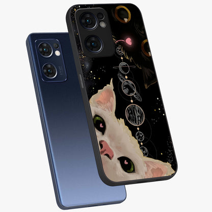 Galactic Cat Glass Case displayed in angled mockup highlighting celestial feline illustration with galaxy aesthetic style.