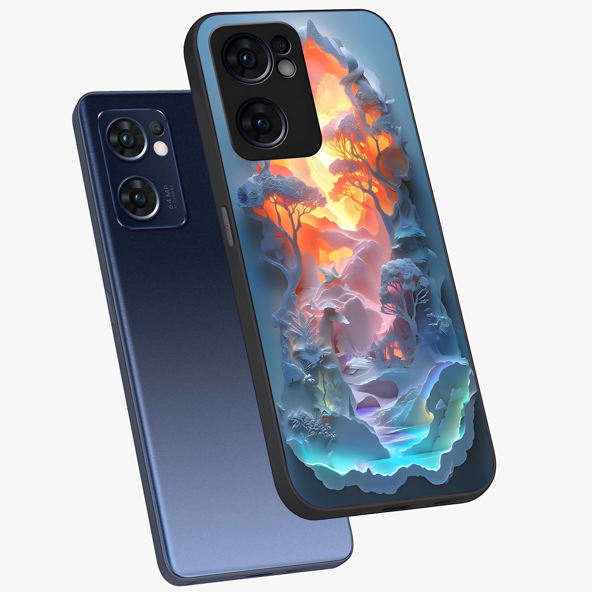 Glow Forest Portal Glass Case displayed in angled mockup highlighting mystical forest design with magical glowing aesthetic.
