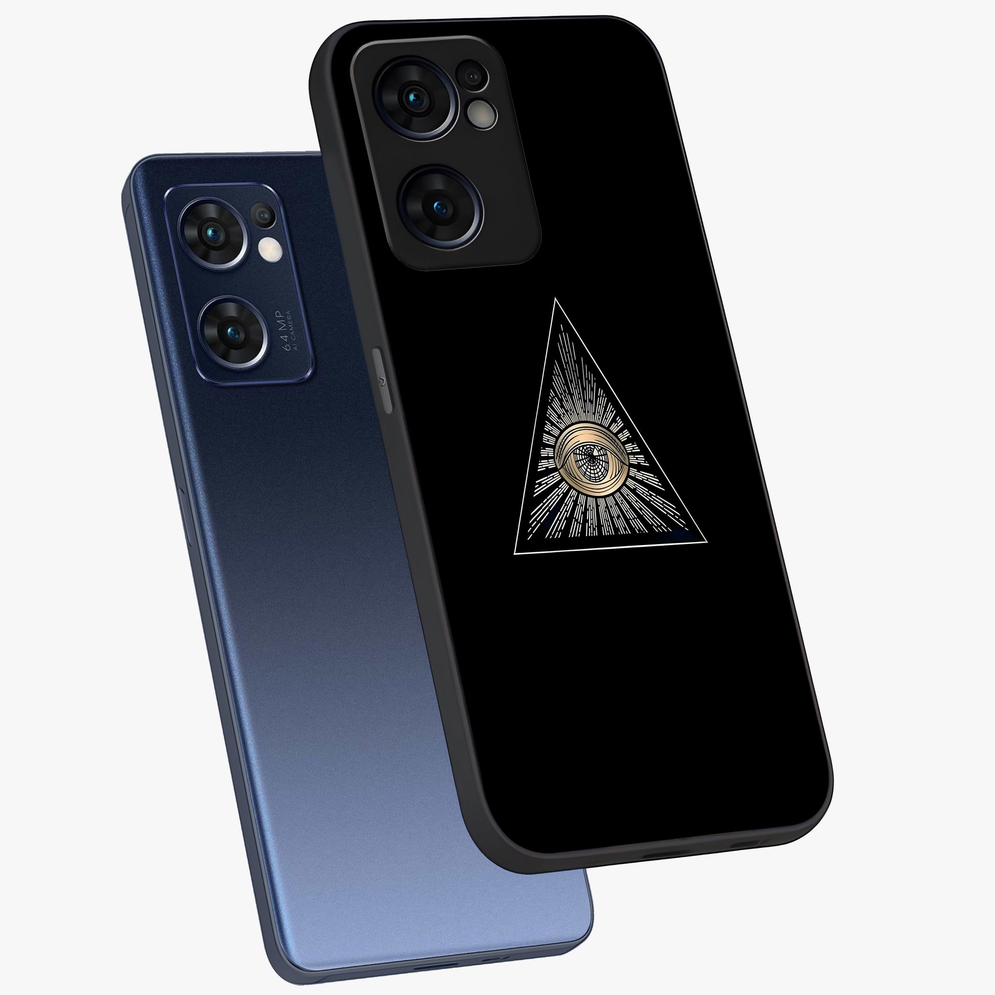 Illuminati Evil Glass Case displayed in angled mockup highlighting dark occult inspired design with bold aesthetic style.