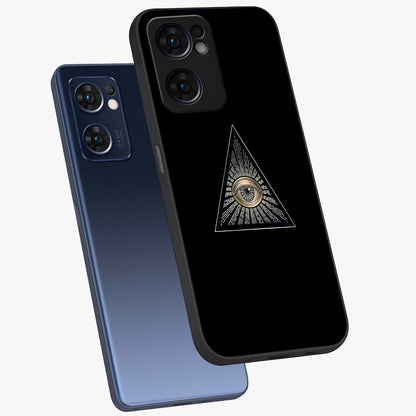 Illuminati Evil Glass Case displayed in angled mockup highlighting dark occult inspired design with bold aesthetic style.