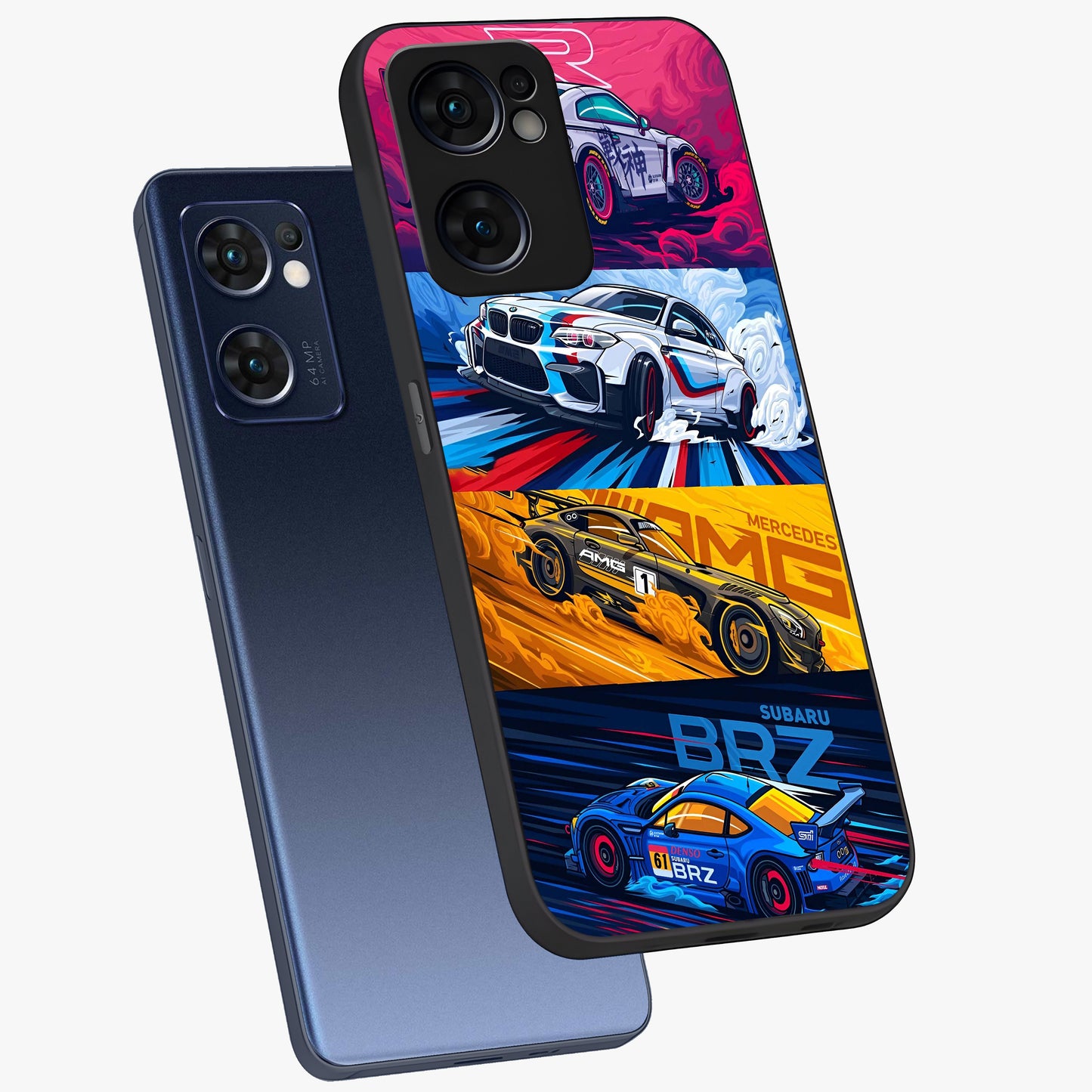 JDM Sports Car Glass Case displayed in angled mockup highlighting sleek Japanese racing car design with automotive aesthetic.