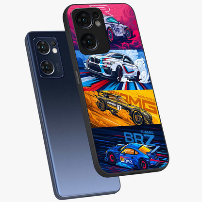 JDM Sports Car Glass Case displayed in angled mockup highlighting sleek Japanese racing car design with automotive aesthetic.