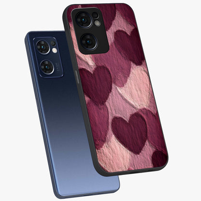 Layered Paper Hearts Glass Case displayed in angled mockup highlighting creative paper craft heart design with romantic aesthetic.