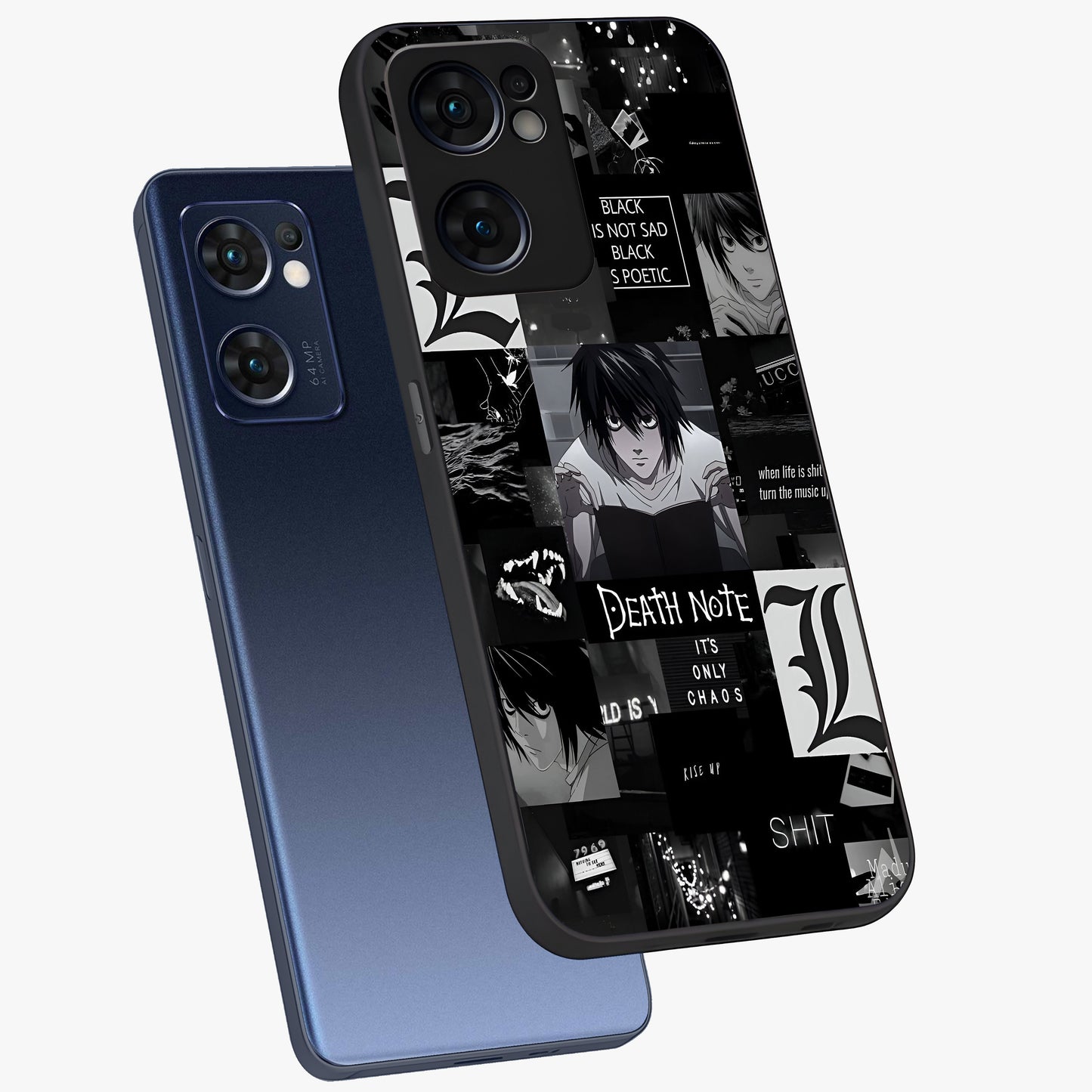 Midnight Chaos Mind Glass Case displayed in angled mockup highlighting chaotic artistic design with dramatic midnight aesthetic.
