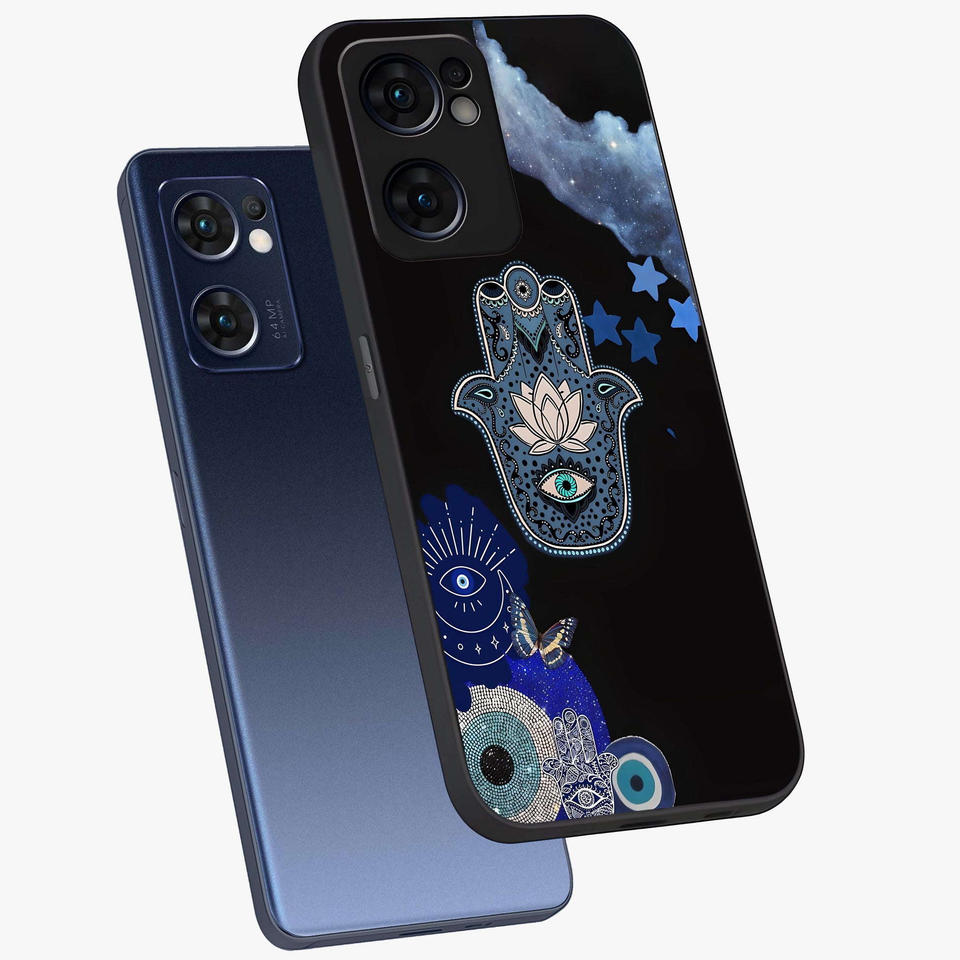 Mystic Hand Aura Glass Case displayed in angled mockup highlighting magical aura design with spiritual aesthetic style.
