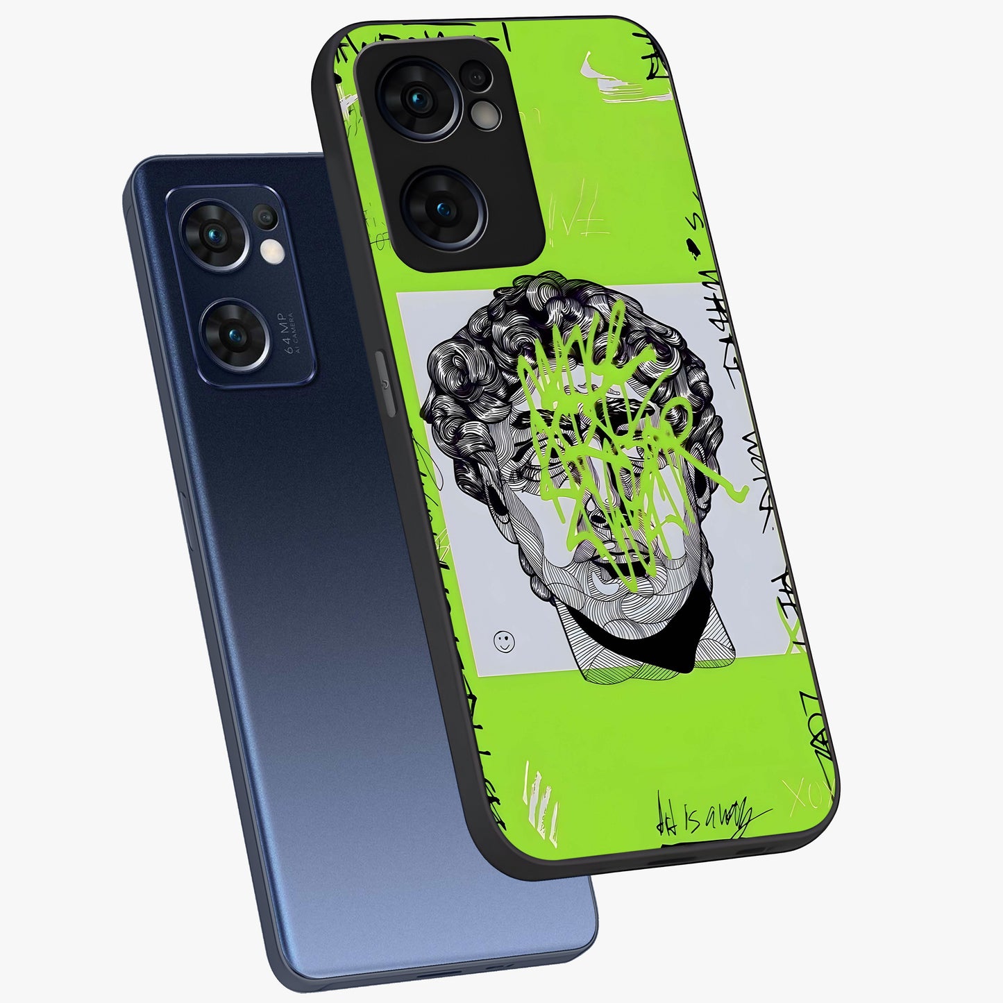 Neo Graffiti Rebellion Glass Case displayed in angled mockup highlighting urban street art design with rebellious aesthetic.