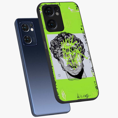 Neo Graffiti Rebellion Glass Case displayed in angled mockup highlighting urban street art design with rebellious aesthetic.