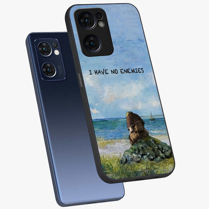 Peace Beyond War Glass Case displayed in angled mockup highlighting meaningful message design with artistic aesthetic style.