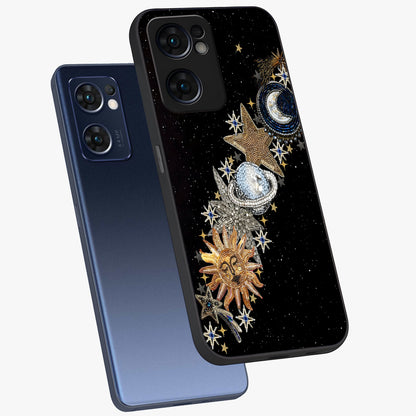 Pearls Universe Object Glass Case displayed in angled mockup highlighting celestial pearl design with dreamy aesthetic.