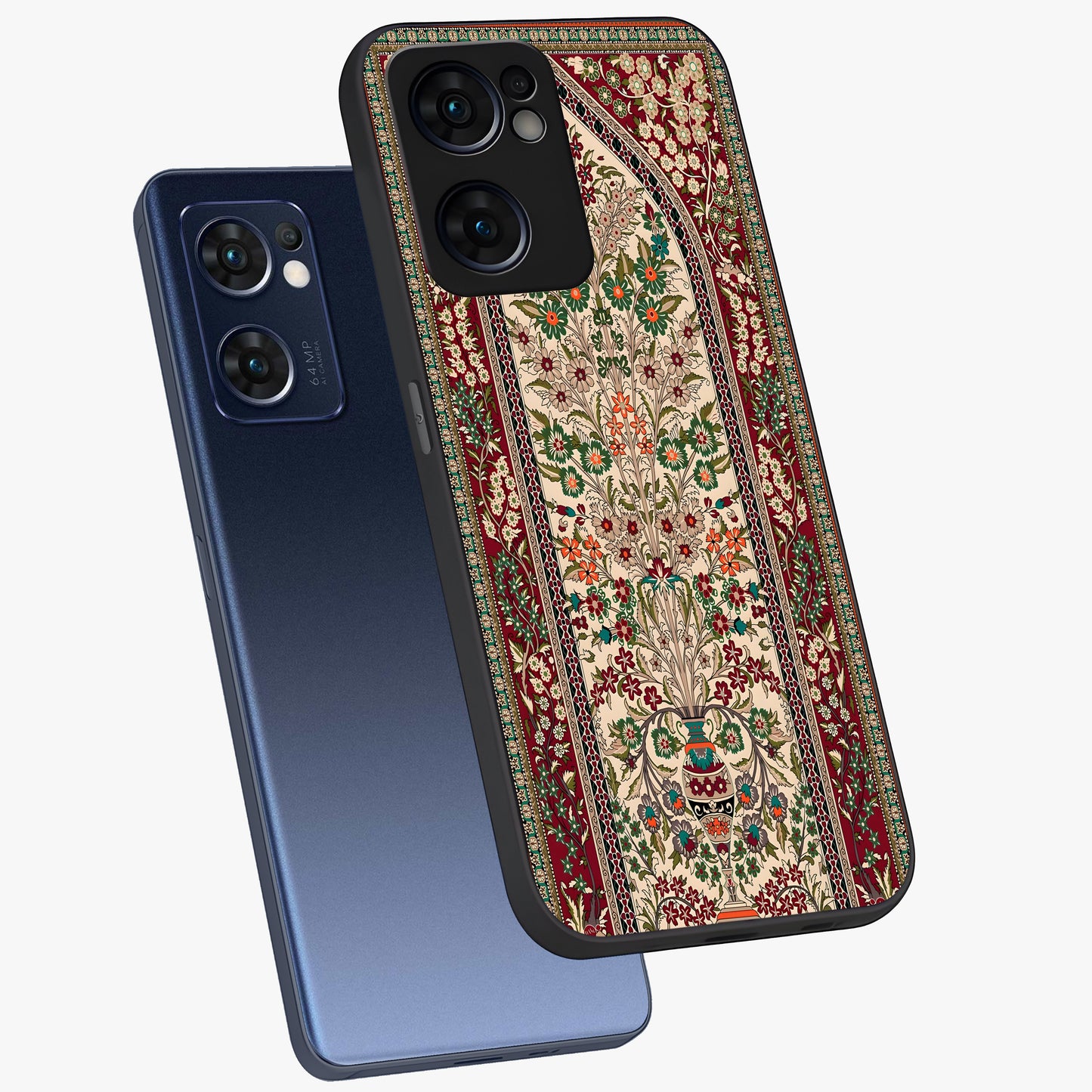 Persian Inspired Glass Case displayed in angled mockup highlighting intricate traditional design with elegant cultural aesthetic.