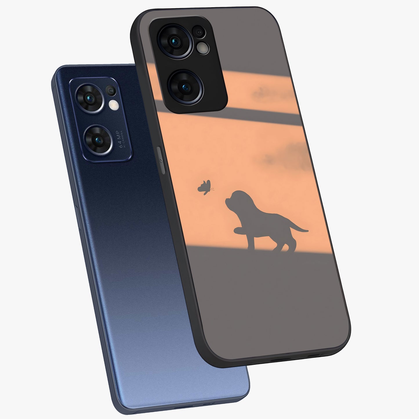 Puppy Shadow Art Glass Case displayed in angled mockup highlighting playful dog illustration with artistic shadow aesthetic.