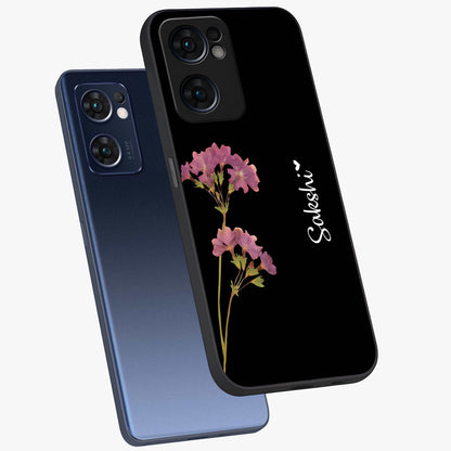 Riching Lavender Flower Custom Name Glass Case displayed in angled mockup highlighting delicate lavender flower design with custom name feature.