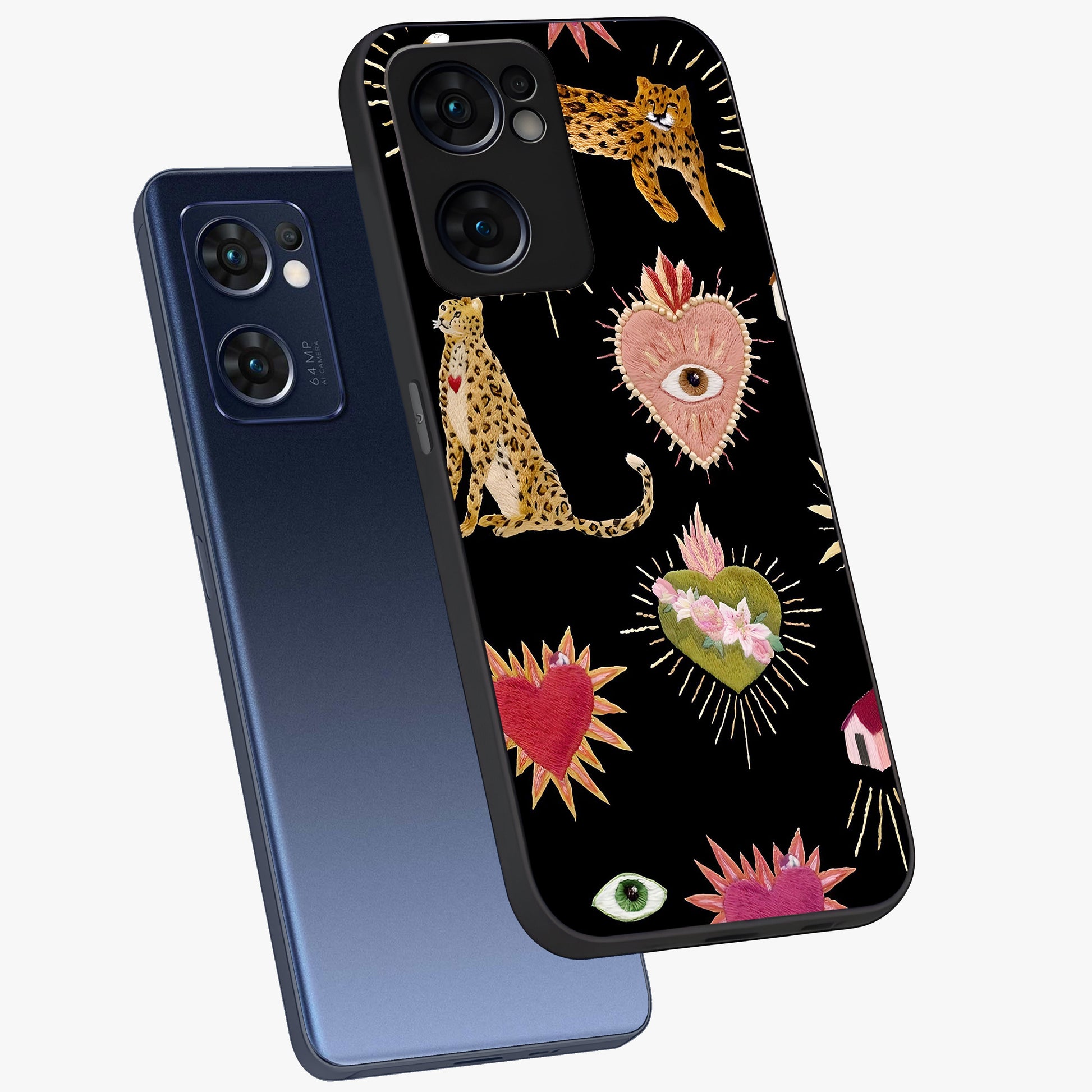 Sacred Jungle Heart Glass Case displayed in angled mockup highlighting lush tropical design with natural aesthetic style.