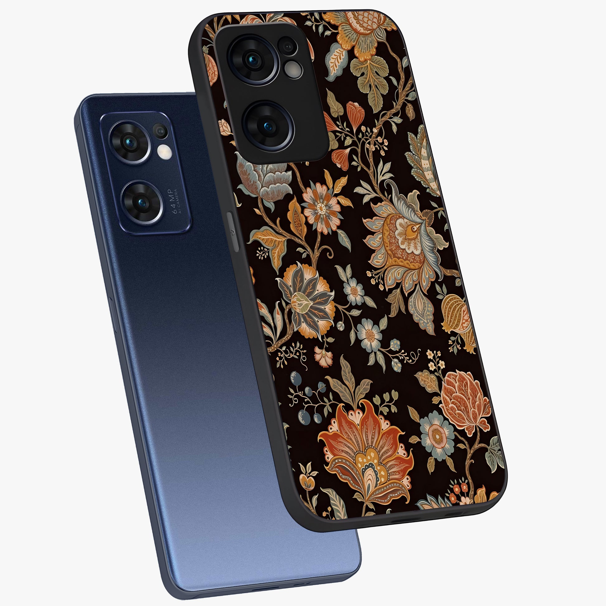 Vintage Floral Dream Glass Case displayed in angled mockup highlighting elegant vintage flower design with soft aesthetic style.