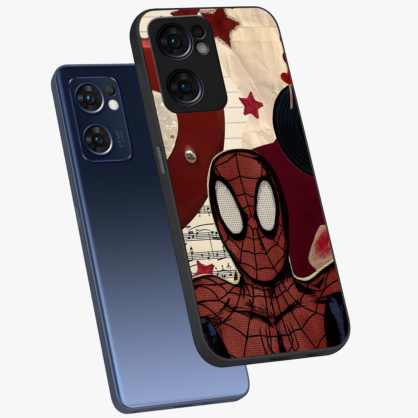 Web Warrior Vibes Glass Case displayed in angled mockup highlighting dynamic web design with comic style aesthetic.
