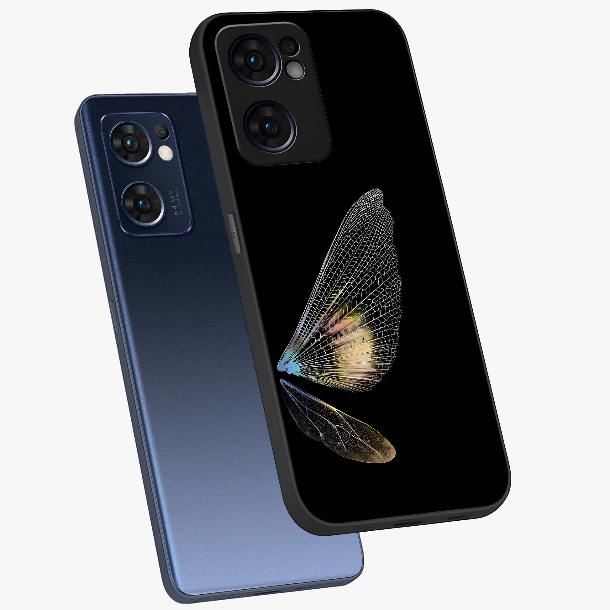 Whispers Of Wings Glass Case displayed in angled mockup highlighting soft feather design with celestial aesthetic style.