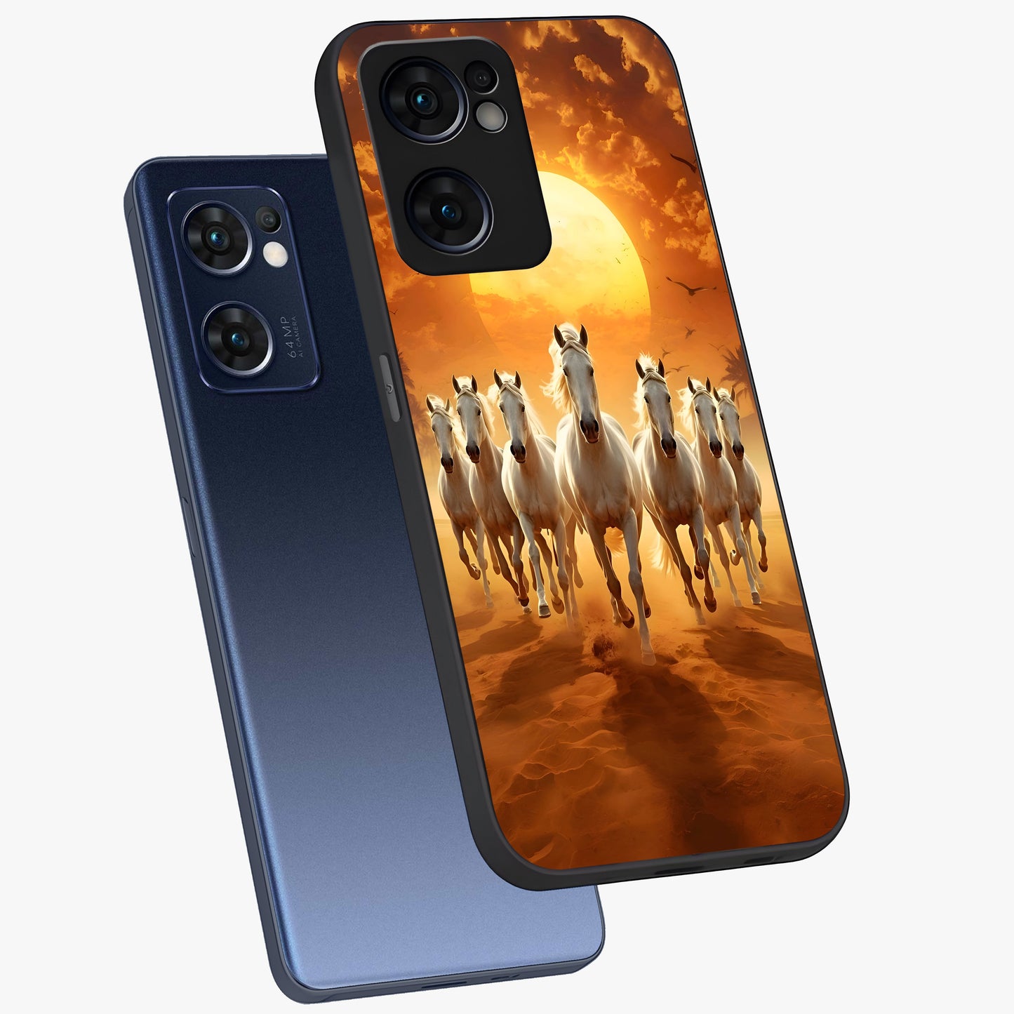 Wild Sunset Majesty Glass Case displayed in angled mockup highlighting vibrant sunset sky design with scenic aesthetic.