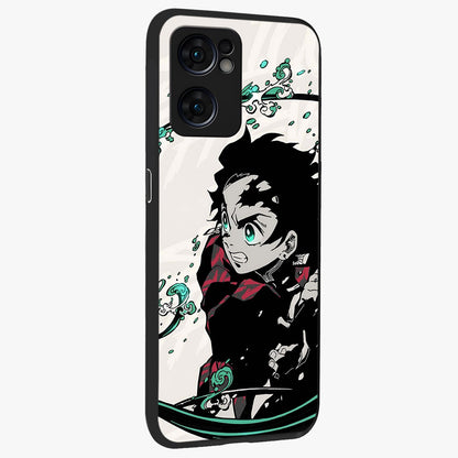 Demon Slayer Glass Case upright view showcasing powerful anime artwork with intense warrior theme.