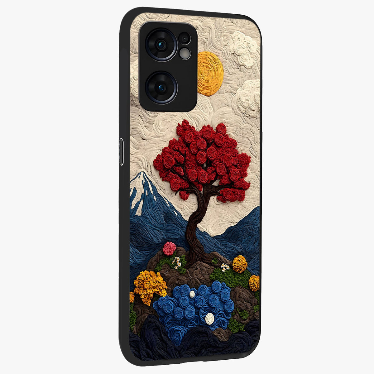 Eternal Nature Tapestry Glass Case upright view showcasing elegant nature tapestry design with decorative style.
