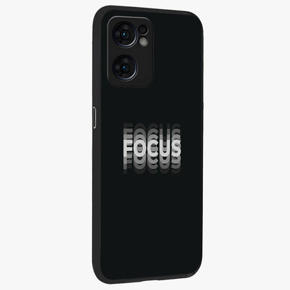 Focus Mode On Glass Case upright view showcasing strong typography statement with sleek motivational theme.