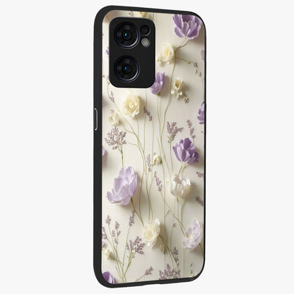 Lilac Breeze Harmony Glass Case upright view showcasing delicate lilac artwork with peaceful floral theme.