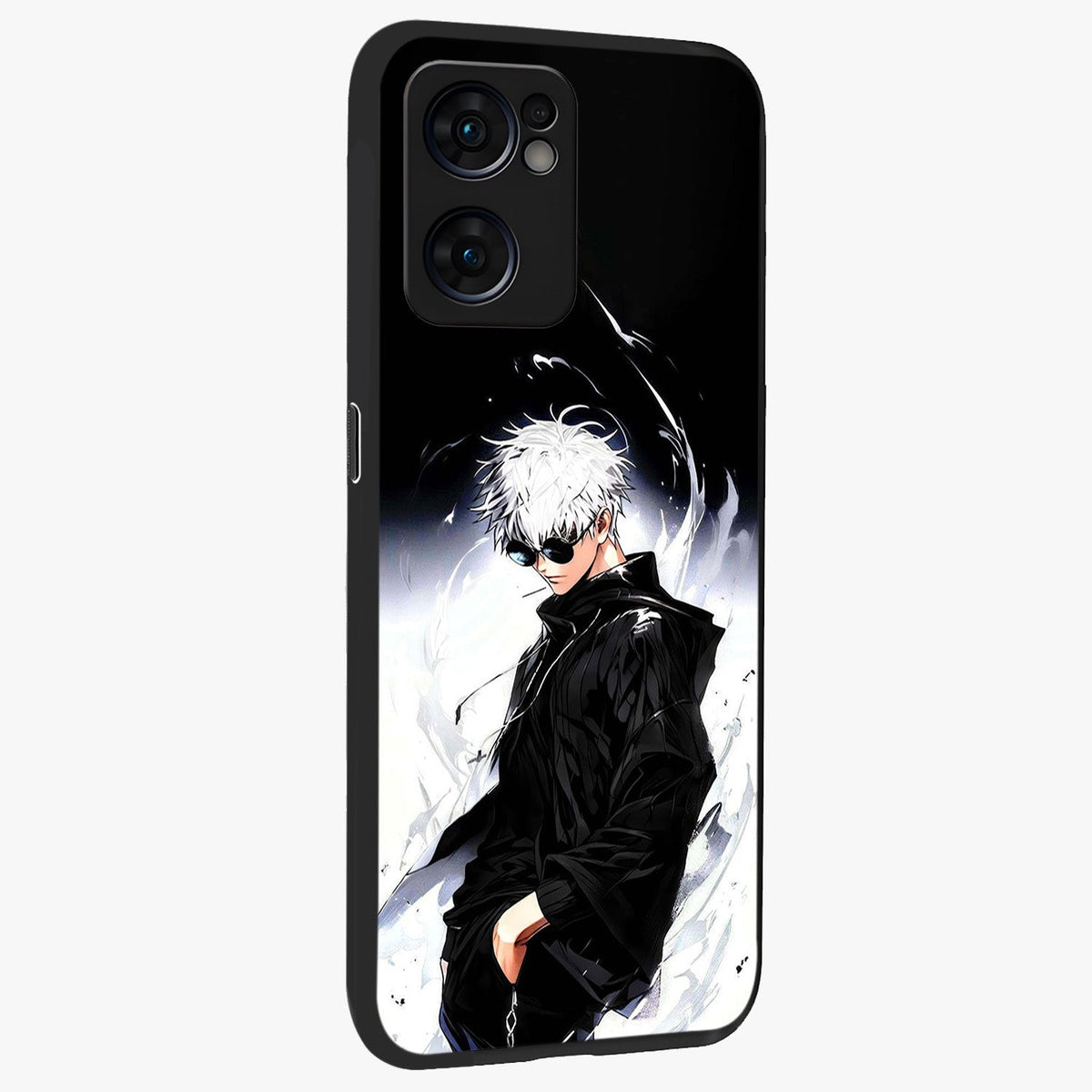Limitless Shadow King Glass Case upright view showcasing bold shadow warrior artwork with epic fantasy theme.