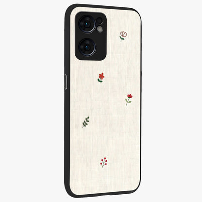 Minimalistic Blue With White Flower Pattern Glass Case upright view showcasing clean white flower artwork with calming blue theme.