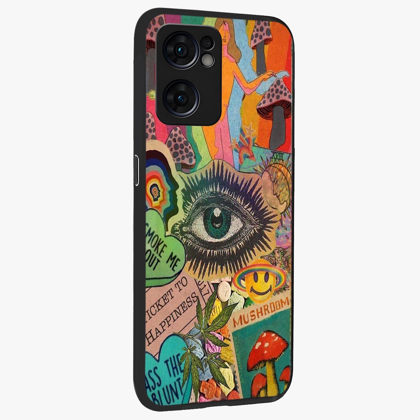 Mystic Eye Wonderland Glass Case upright view showcasing symbolic eye artwork with mysterious fantasy theme.