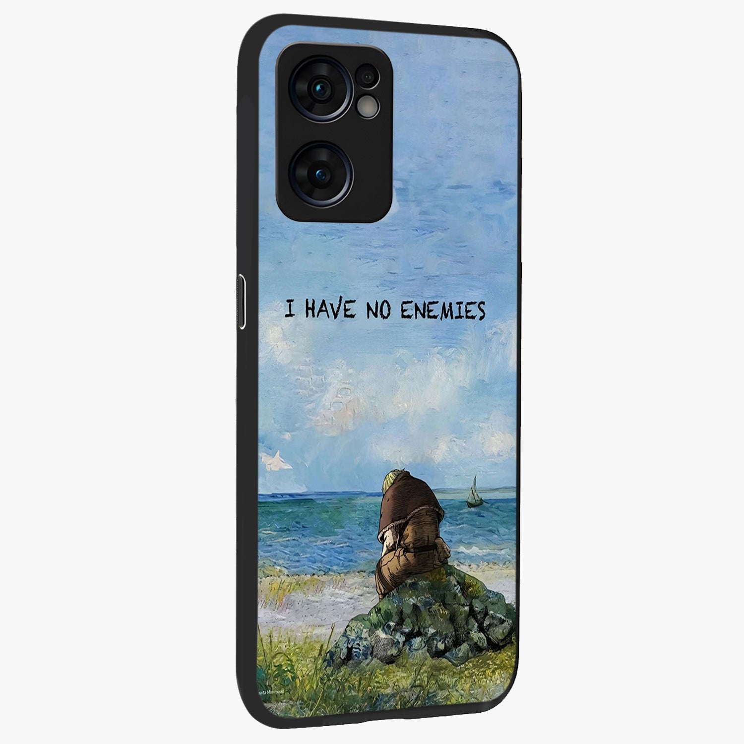 Peace Beyond War Glass Case upright view showcasing powerful peace symbol artwork with inspirational theme.