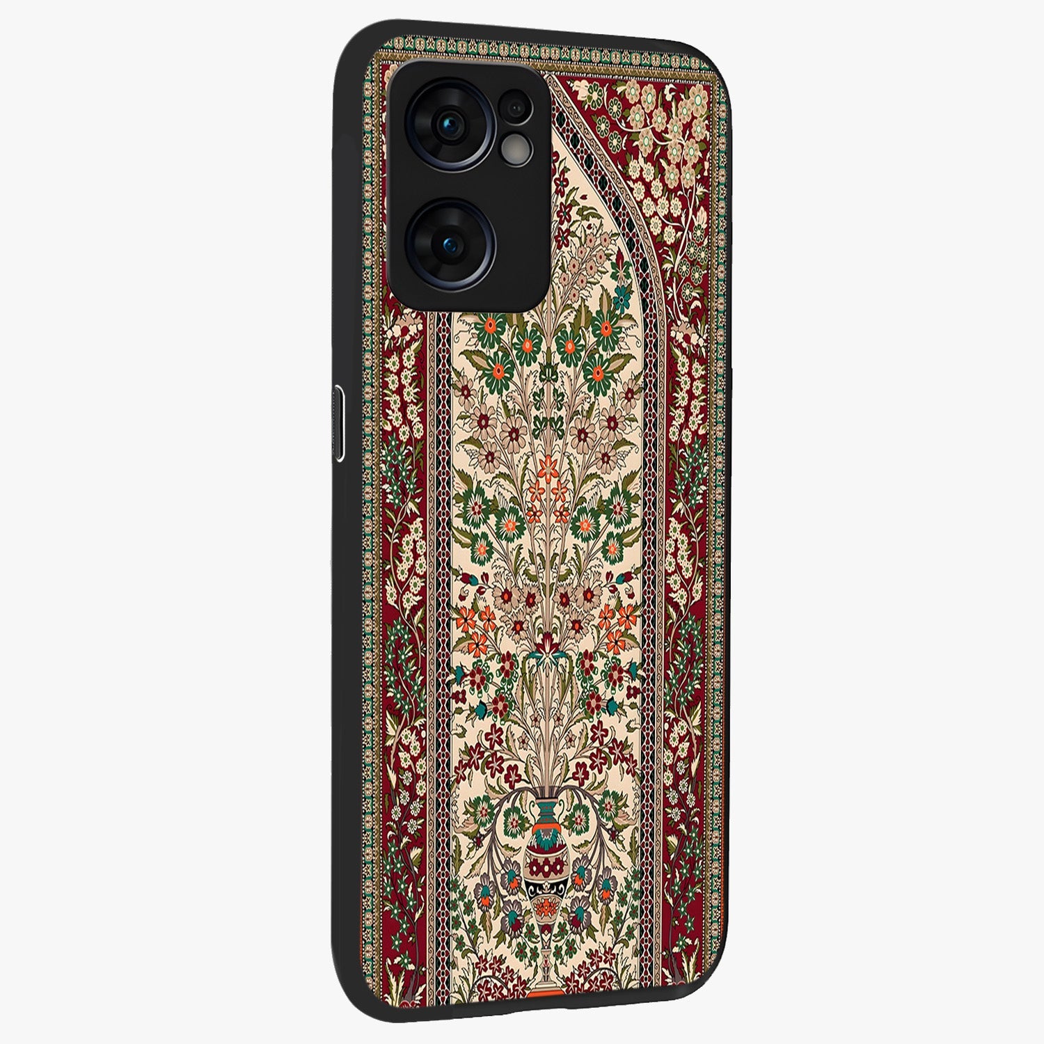 Persian Inspired Glass Case upright view showcasing decorative Persian artwork with rich heritage theme.