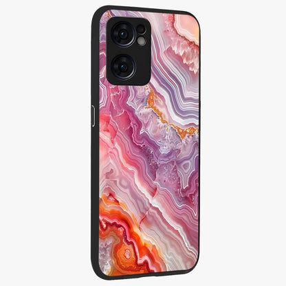 Rose Quartz Marble Glass Case upright view showcasing decorative marble artwork with luxurious pastel theme.