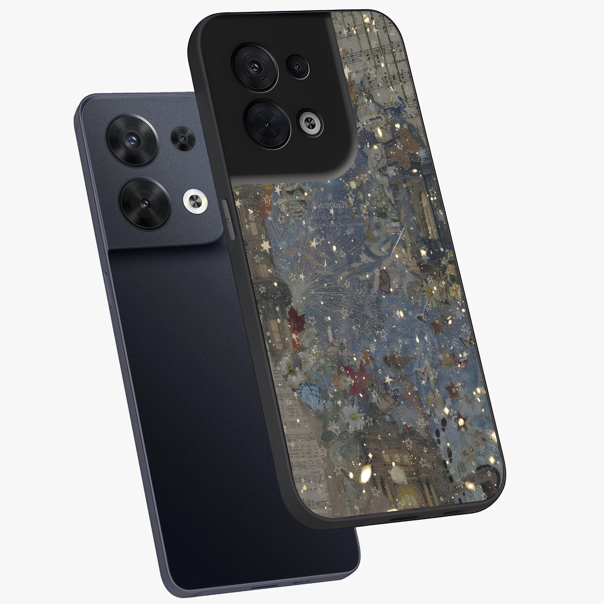 Aesthetic Astrolophia Glass Case displayed in angled mockup highlighting artistic aesthetic elements and smooth glass surface.