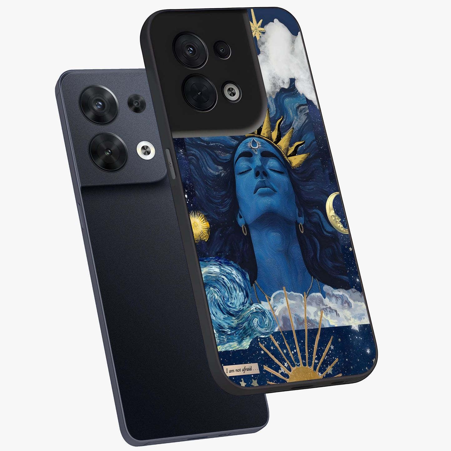 Aesthetic Lord Shiva Glass Case displayed in angled mockup highlighting spiritual Shiva illustration and sacred aesthetic design.