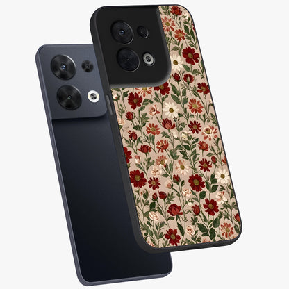 Biege Flower With Leaf Glass Case displayed in angled mockup highlighting minimal floral leaf design and elegant aesthetic.