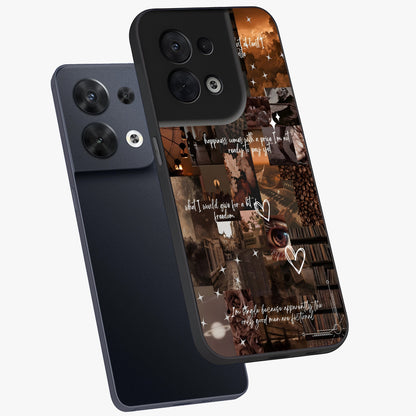 Bittersweet Aesthetic Chaos Glass Case displayed in angled mockup highlighting expressive abstract artwork and edgy aesthetic theme.