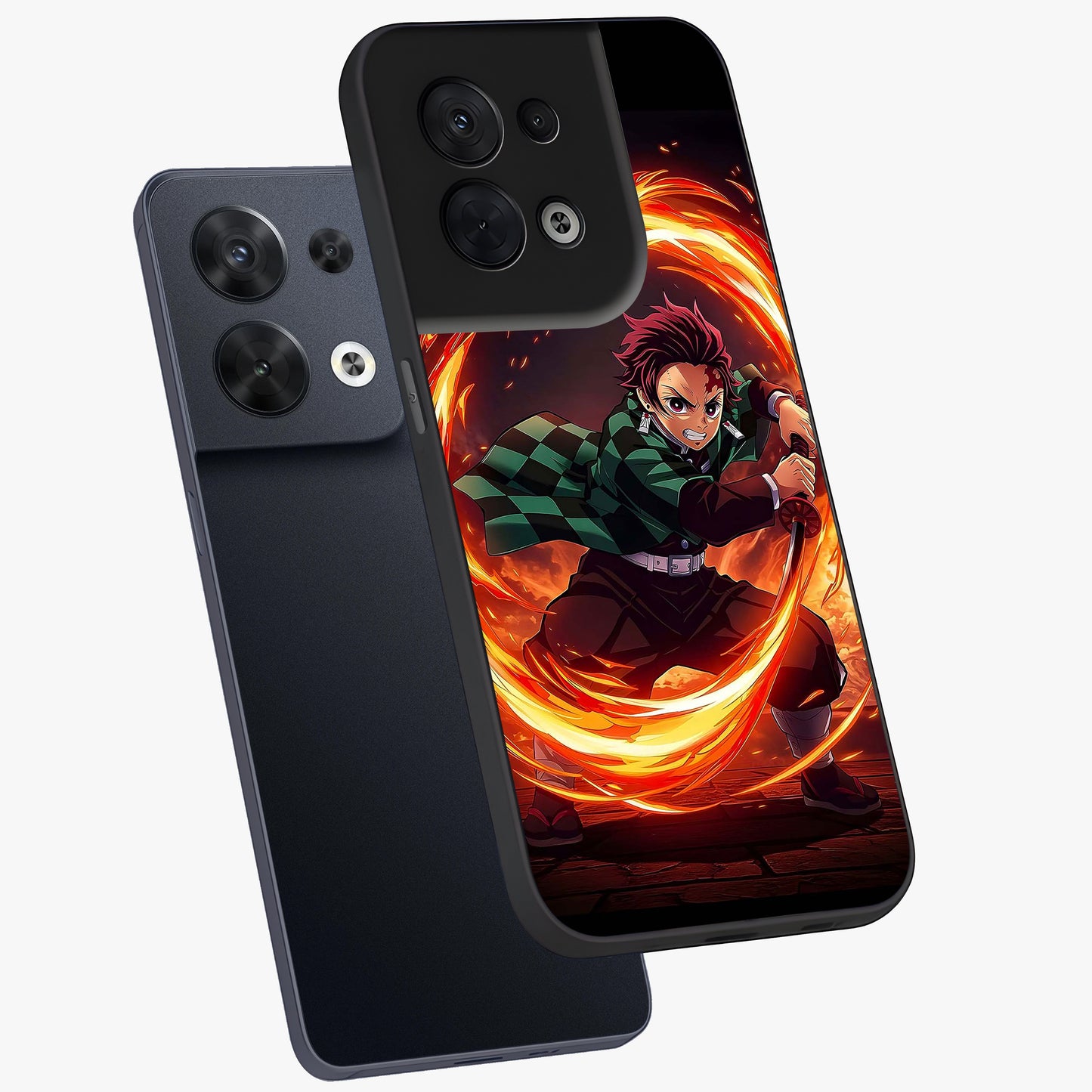Blazing Sword Resolve Glass Case displayed in angled mockup highlighting powerful sword illustration and bold fantasy theme.