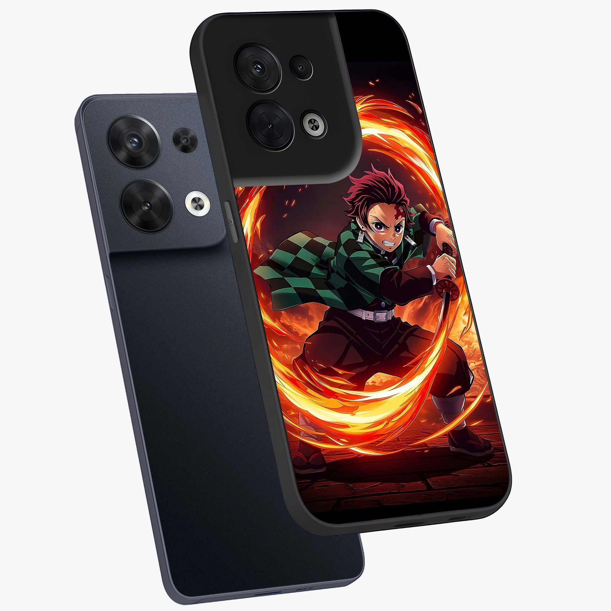 Blazing Sword Resolve Glass Case displayed in angled mockup highlighting powerful sword illustration and bold fantasy theme.