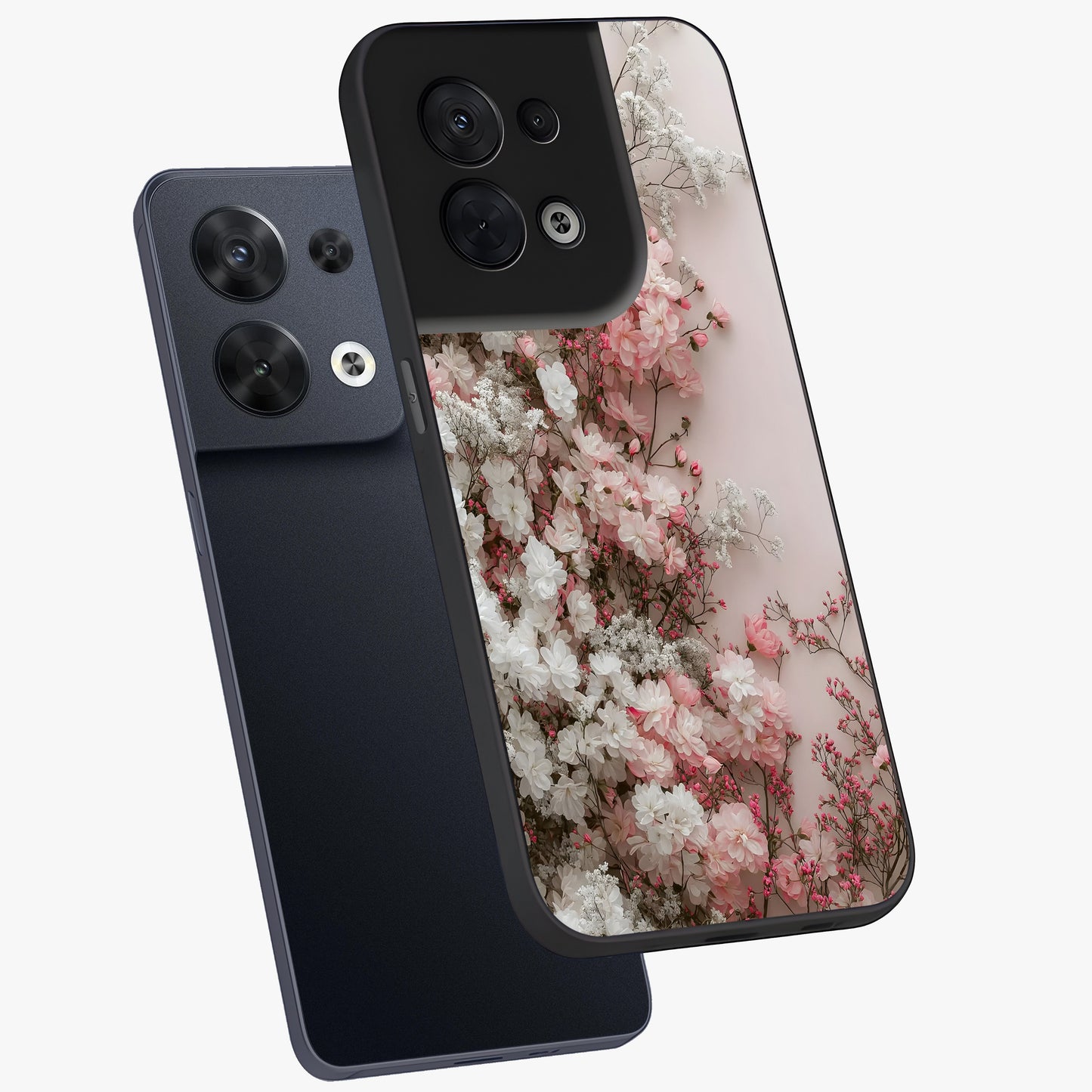 Blush Blossom Cloud Glass Case displayed in angled mockup highlighting soft cloud and blossom design with pastel aesthetic.