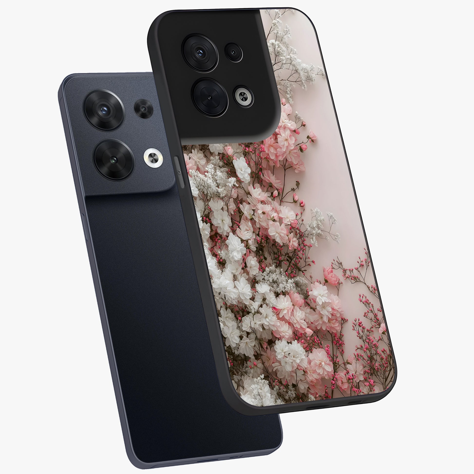 Blush Blossom Cloud Glass Case displayed in angled mockup highlighting soft cloud and blossom design with pastel aesthetic.