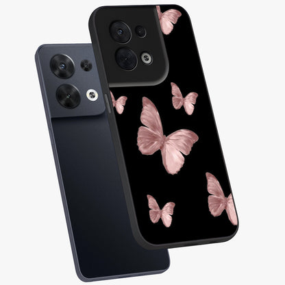 Butterfly Pattern Glass Case displayed in angled mockup highlighting delicate butterfly design and aesthetic pattern style.
