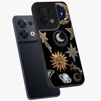 Celestial Gem Constellations Glass Case displayed in angled mockup highlighting gemstone inspired constellation design.